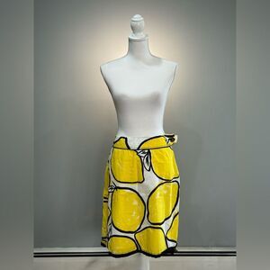 Yellow Odille Lemon Print Skirt Size 10 VGUC w/ FLAW